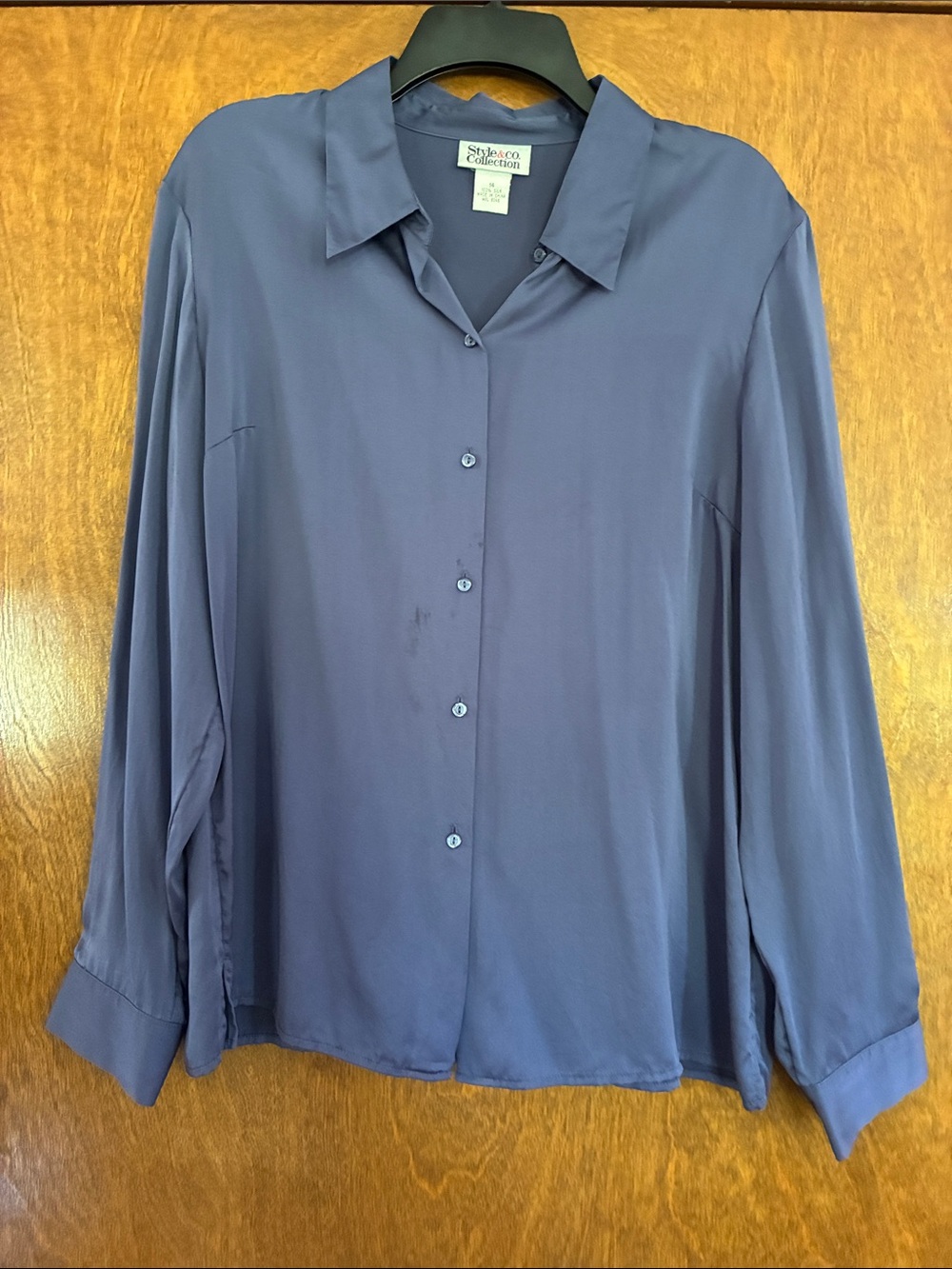 Style & Co. Long Sleeve Button-Down Top in Slate Blue